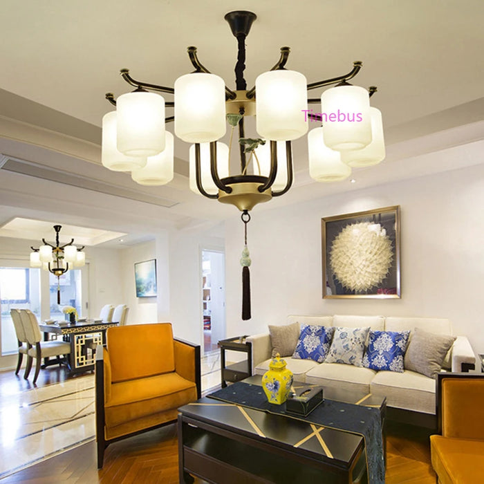 Villa Hotel Lobby Living Room Chandelier New Chinese Chandelier Lighting Wrought Iron Light Fixture Modern led Pendant Lamps
