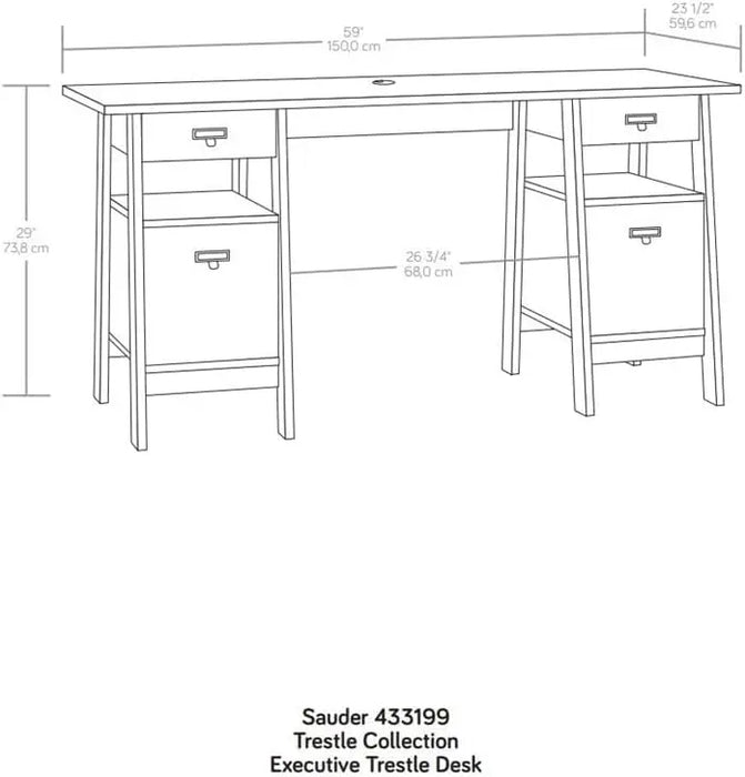 Executive Trestle Desk, L: 59.06" x W: 24.92" x H: 29.06", Mystic Oak