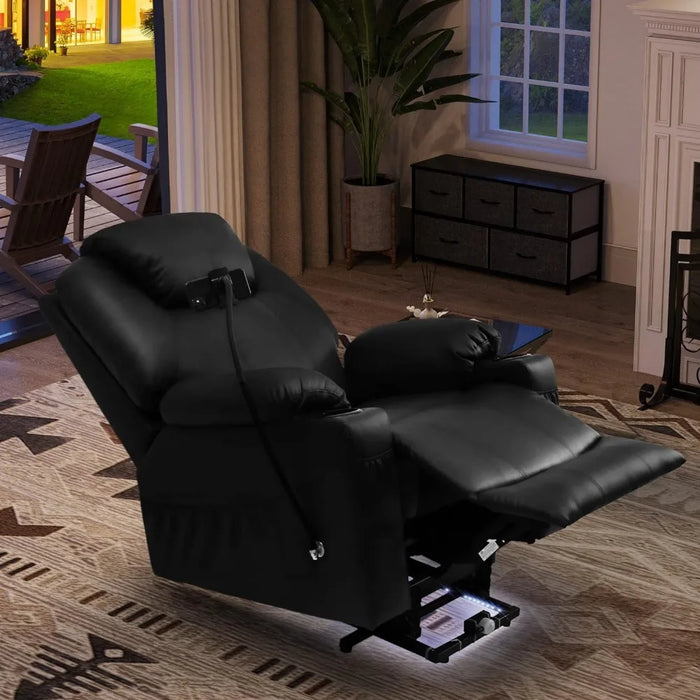 Electric Power Lift Recliner Massage Sofa for Living Room, YITAHOME Recliner Chair with Phone Holder,Black