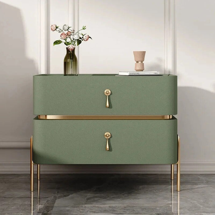 Luxury Bedside Table Solid Wood Bedroom Slate Simple American Free Installation Storage Cabinet Two Drawer Nightstand Furniture