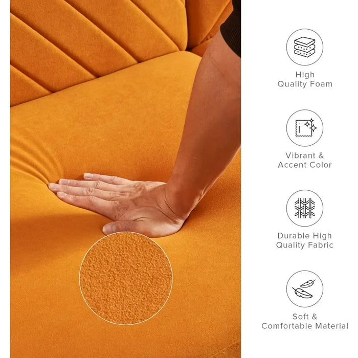 Chloe Futon Sofa Bed,77.5",Couch,Sleeper Sofa,Loveseat,Futon Couch,Sofas Cama,Couches for Living Room Apricot Velvet