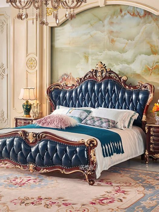 Bedroom Modern Aesthetic Bed Wood Nordic Twin King Size Bed Genuine Leather Luxury Letto Matrimonialev Home Furniture