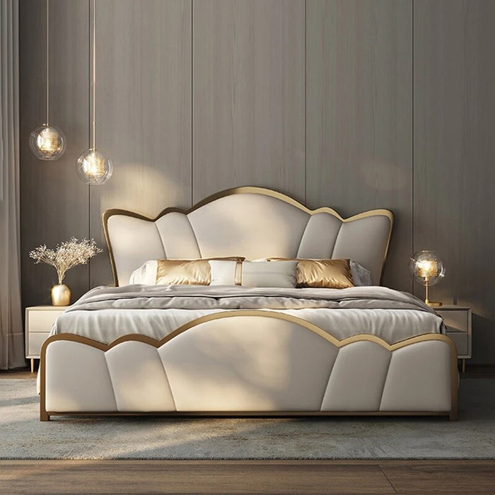 Luxury Modern Leather Bed Set Headboard Home Furniture Bedroom Set Designer King/Queen/Full Size Bed Lit 2 Personnes Apartment