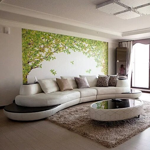 Top Grain Genuine Leather Sofa with Corner Sectional Modern Italian Leather Couch Big Arc Shape Living Room Sofas Set