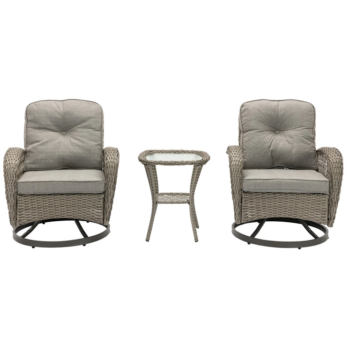 3pcs Outdoor Furniture Wicker Set  Modern Wicker Sunbed Patio Rattan Sun Lounger Chair  with 2pcs lounge and 1pc table
