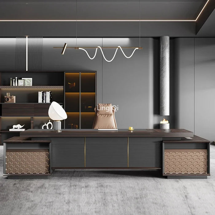 European Luxury Office Desk L Shaped Reception Free Shipping Boss Computer Desks Mid Century Organizer Escritorio Home Furniture