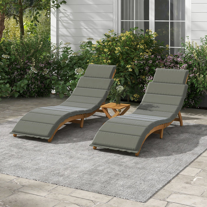 71.6" Long Acacia Chaise Lounge Set with Cushions and Table  for Patio,Beach,Yard,Pool