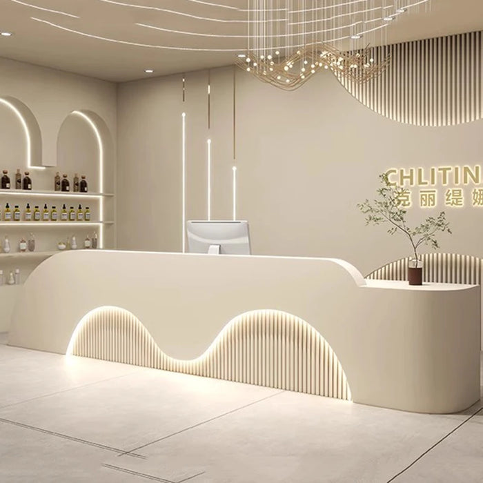 Modern White Reception Desk Beauty Counter Front Salon Cash Standing Reception Desk Office Mostrador Recepcion Shop Furniture