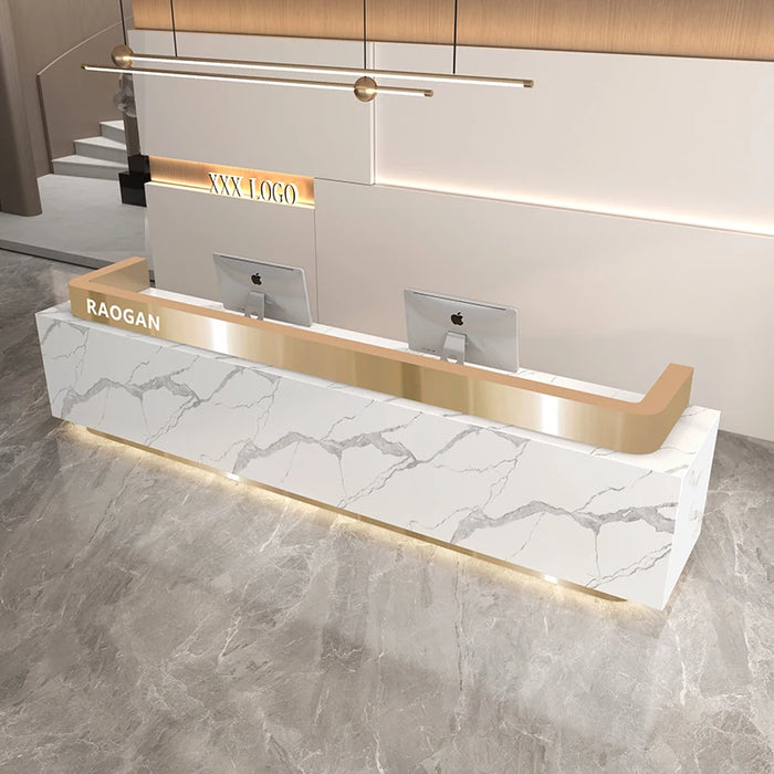 Luxury Reception Desk Advisory Counter Podium Cabinet Register Checkout Cashier Table Front Desk Bureau Meuble Salon Furniture