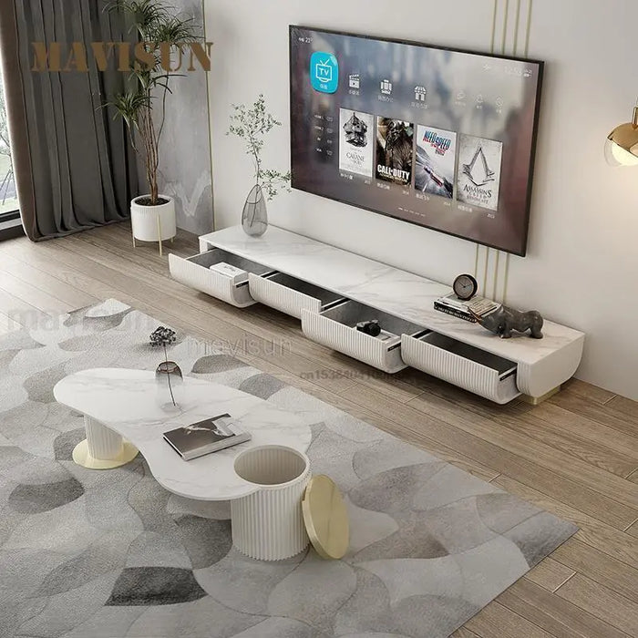 Tv Cabinet Tea Table Combination Modern Simple Small Family New Tv Cabinet Ground Cabinet Living Room Furniture