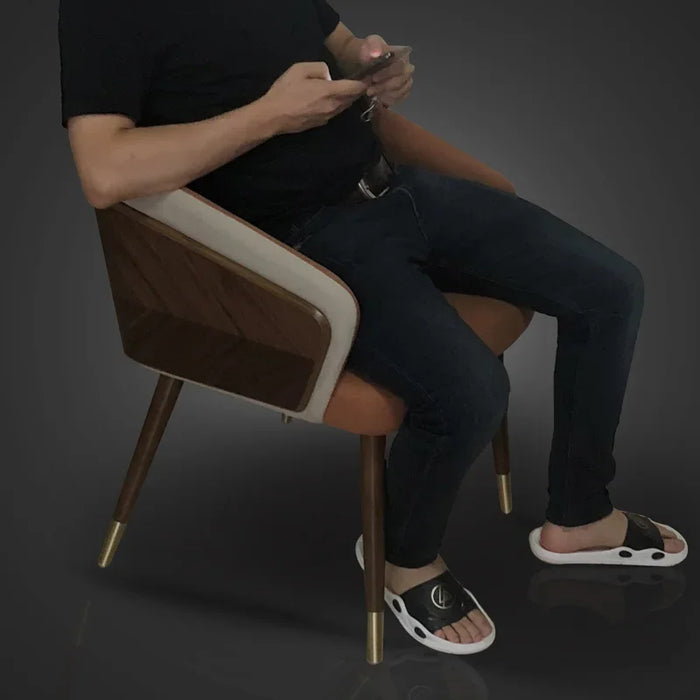 Modern Leisure Dining Chairs Simple Creative Ins Home Furniture Nordic Restaurant Solid Wood Chair Leather Art Backrest Stool