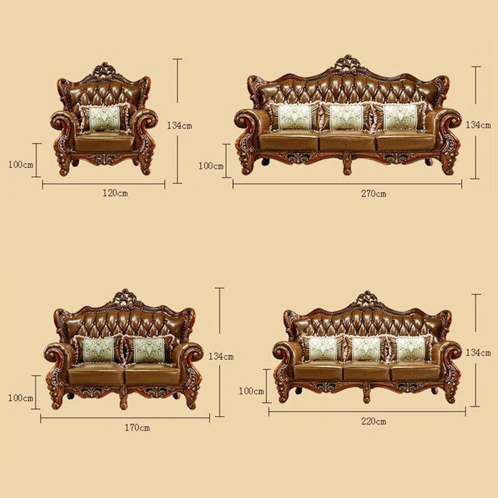European-style Leather Sofa Villa Living Room Luxury Combination 123 All Solid Wood American First Layer Cowhide Sofas