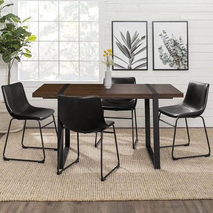 LEMBERI Faux Leather Dining Chairs Set of 4, 18 Inch Kitchen & Dining Room Chair, Mid Century Modern Dining Chairs
