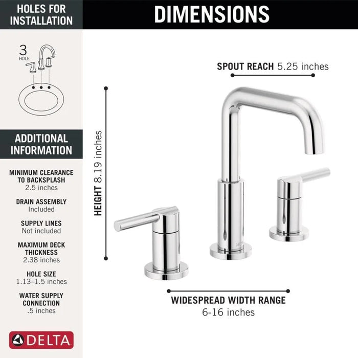 Widespread Bathroom Faucet Chrome, Bathroom Faucet 3 Hole, Bathroom Sink Faucet, Drain Assembly, Chrome