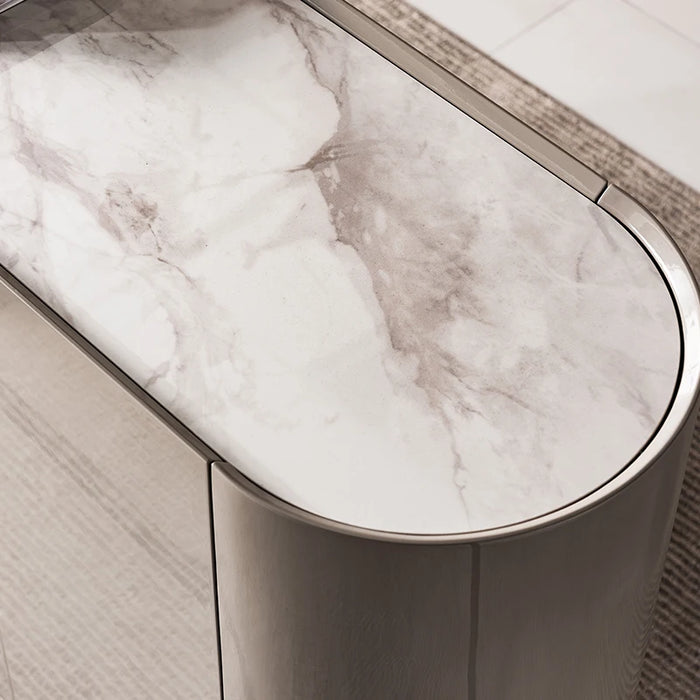 Italian minimalist sideboard Italian small apartment door stainless steel porch cabinet slate countertop cupboard