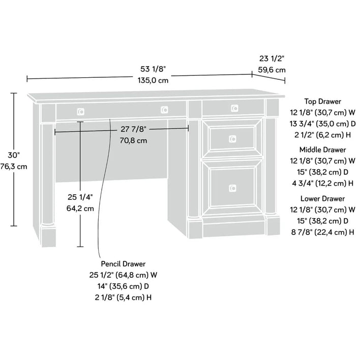 Palladia Computer Desk Office Accessories for Desk Organizer L: 53.15" X W: 23.47" X H: 30.04" Split Oak Finish Table Reading
