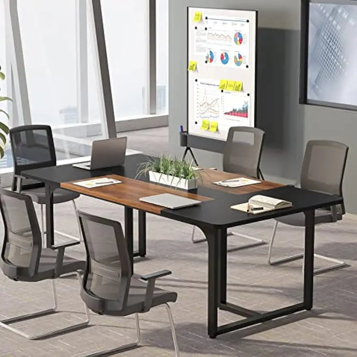 Tribesigns 70.86'' Executive Desk, Large Office Computer Desk with Strong Metal Frame, Wooden Workstation Business Furniture, 8