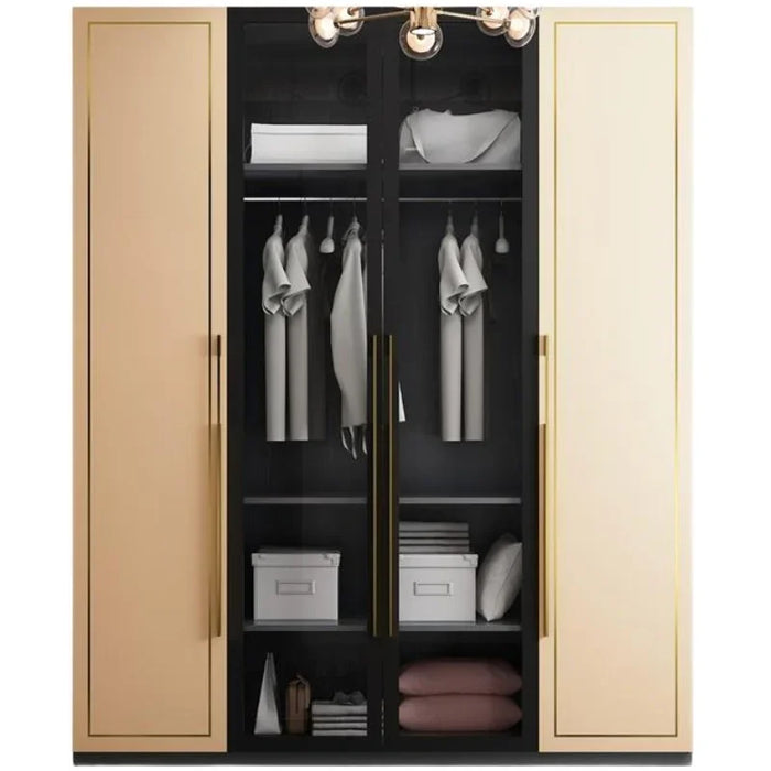 Simple wardrobe Northern Europe light luxury flat opposite door tempered glass large wardrobe Modern bedroom storage cloakroom c