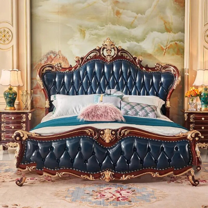 Unique Bedroom Modern Aesthetic Bed Wood Nordic Twin King Size Bed Genuine Leather Luxury Letto Matrimonialev Home Furniture