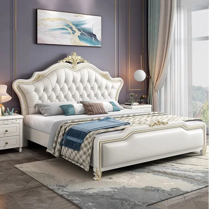 Soft Frame European Bed Waterproof Luxury King Size Wooden European Style Bed Double Modern Letto Matrimoniale Bedroom Furniture