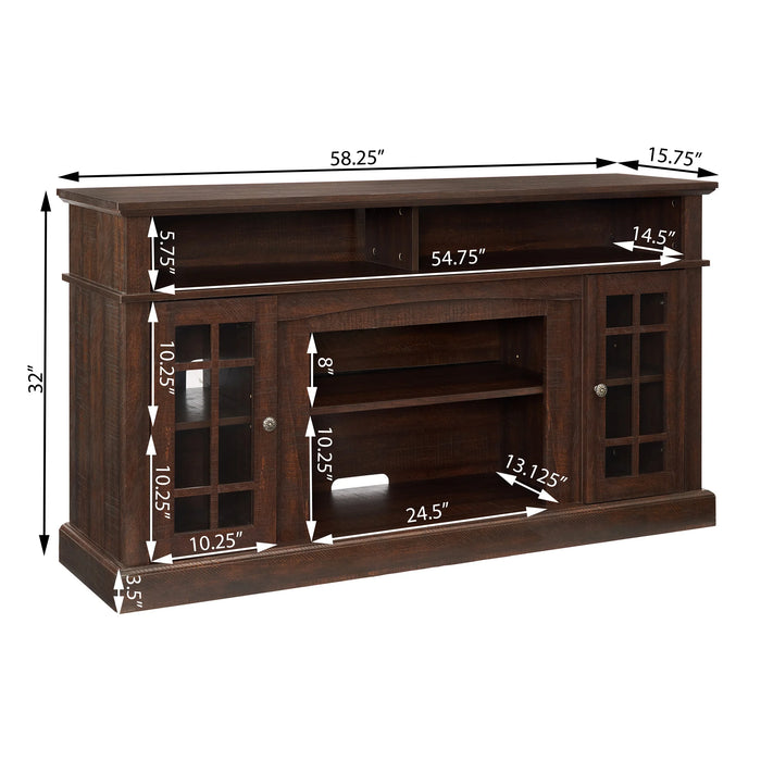 Classic Media TV Stand Modern Entertainment Console with 23" Insert Fireplace Open&Closed Storage Space for TV Up to 65"[US-W]