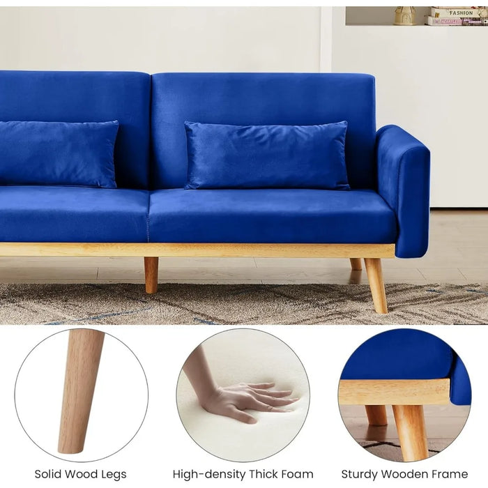 Blue Futon Sofa Bed Garden Furniture Sets Upholstered Loveseat for Small Spaces Living Room Bedroom Furniture Couch Sofas Beds