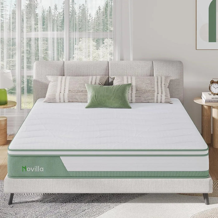 Mattress King, 12 Inch 5-Zone Hybrid Mattress with Gel Memory Foam for Pressure Relief & Cool Sleep, Midume Firm King Bed