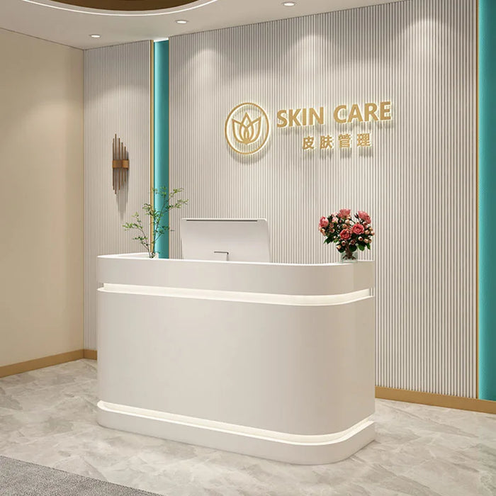 Office Front Reception Desk Shop Counter White White Store Reception Desk Cashier Counter Cash Bureau Meuble Furniture Office