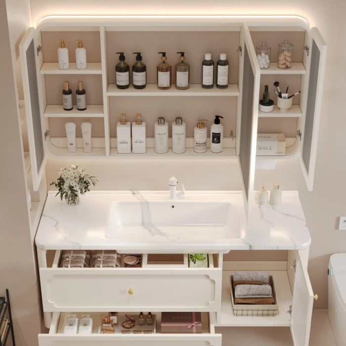 Display Bathroom Cabinet Ceramic Integrated Basin Combination French Cream Style Bathroom Sink Washbasin YX50BC