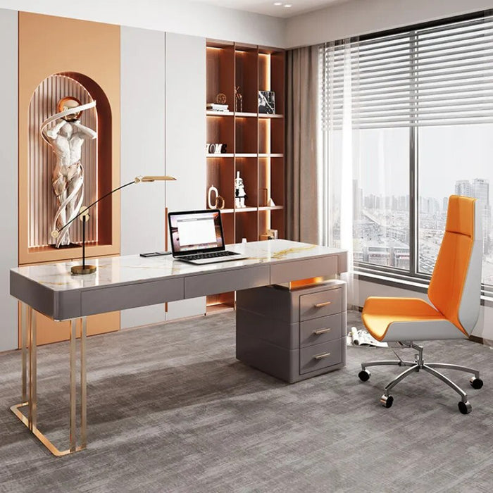 Luxury Modern Office Desk Slate Table Wood Home Write Study Computer Office Desk Italian Work Rangement Bureau Furniture QF50OD