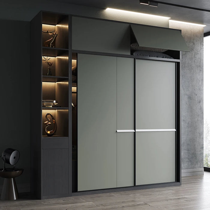 Luxury Modern Simple Sliding Door Wardrobe Nordic Sliding Door Wardrobe Household Bedroom Cabinet Storage Cabinet Large Door
