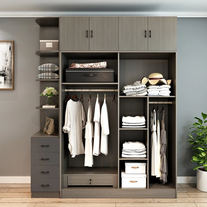 Nordic wardrobe simple modern economic assembly bedroom cabinet solid wood overall combination 2345 large wardrobe