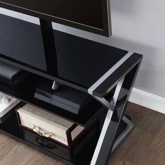 XL-44E Xavier 3-in-1 Television Stand, Durable and Strong，Tempered Glass, Glass, Metal，50.00 X 20.00 X 55.75 Inches