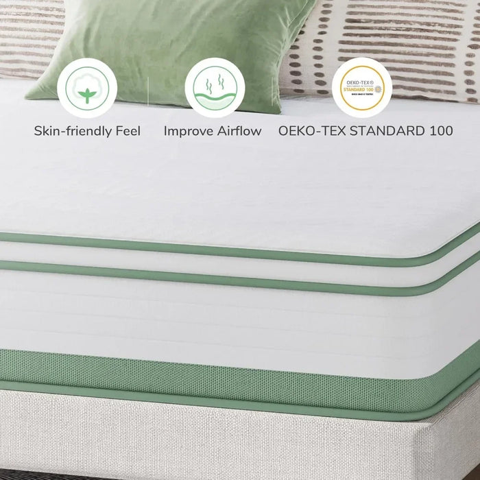Novilla Hybrid Queen Mattress, 10 Inch 5-Zone Mattress with Gel Memory Foam for Motion Isolation & Durable Support, Midume Firm