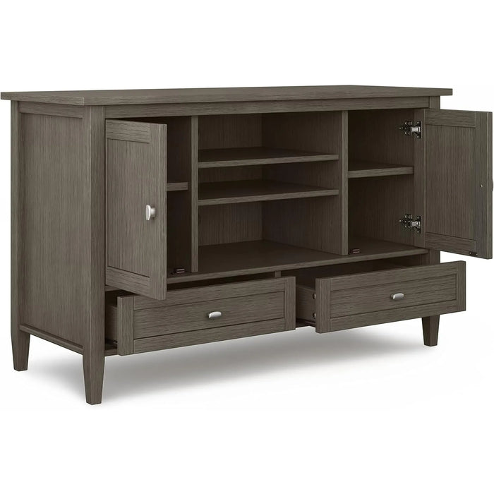 SOLID WOOD Universal TV Media Stand, 47 in Wide, Living Room Entertainment Center, Storage Cabinet, for TVs up to 55 in