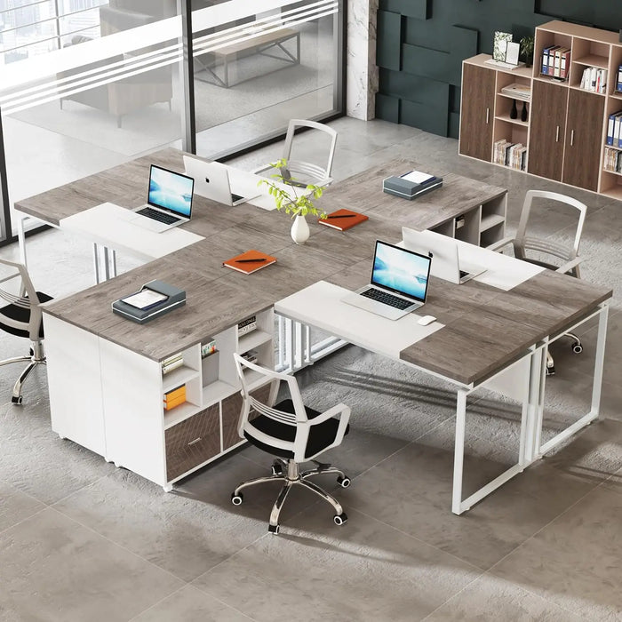 Tribesigns L-Shaped Executive Desk with Reversible File Cabinet, 63" Office Desk with Storage Drawers, L-Shaped Computer Desk wi