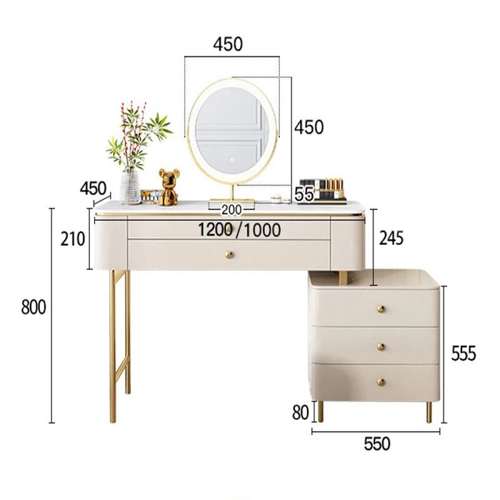 Luxury Woman Dressing Table Mirror Led Lights Modern Cabinet Makeup Table Fashion Organizers Storage Coiffeuse Bedroom Furniture