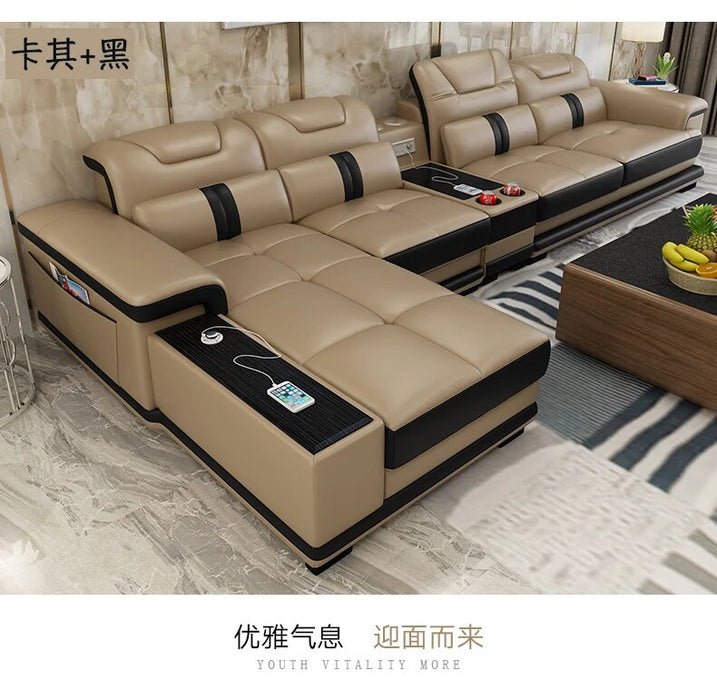Living Room Sofa set furniture real genuine leather sofas recliner couch puff asiento muebles de sala canape L sofa cama