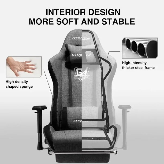 Fabric Height Adjustable Footrest Reclining Office Chair, Darkgray