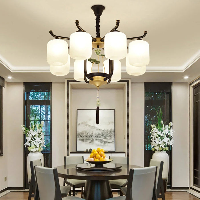 Villa Hotel Lobby Living Room Chandelier New Chinese Chandelier Lighting Wrought Iron Light Fixture Modern led Pendant Lamps