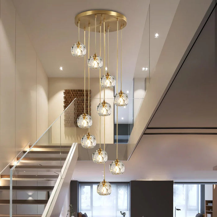 Modern Minimalist Crystal Restaurant Chandelier with Three Rotating Staircases, Long Chandelier, Household Dining Table Light