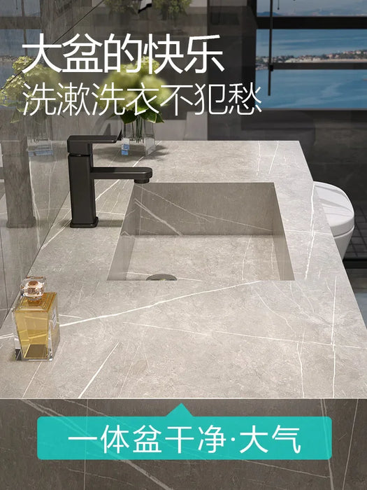 Bathroom Vanity Cabinet With Sink Combination Modern Minimalist Toilet Washbasin Light Luxury Stone Slab One Basin Smart