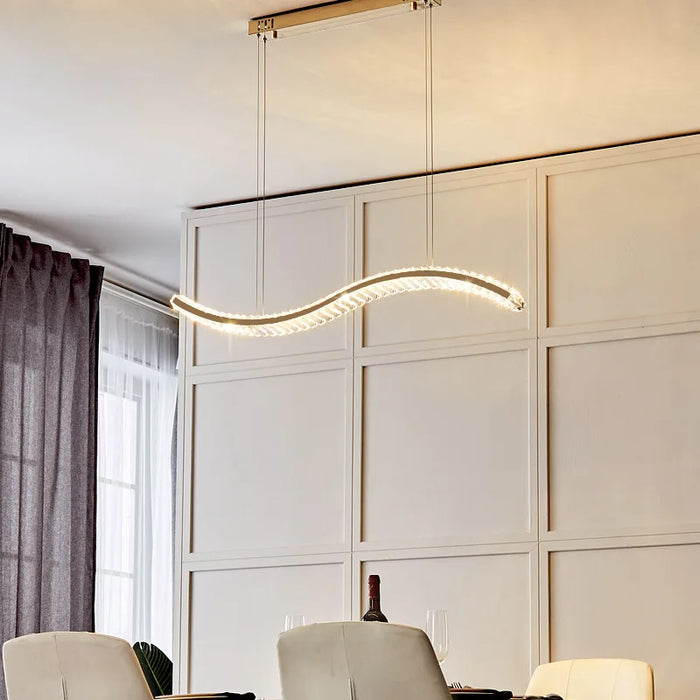 Modern Luxurious Living Room Chandeliers Wavy Crystal Chandelier Dining Room Kitchen Bedroom Pendant Lamp Design Hanging Light