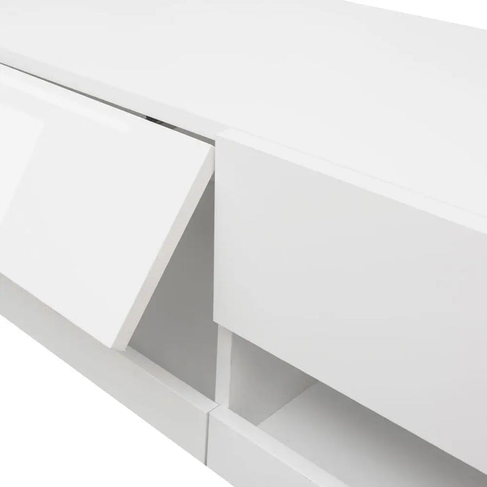180 Wall Mounted Floating 80" TV Stand with 20 Color LEDs, White, Black