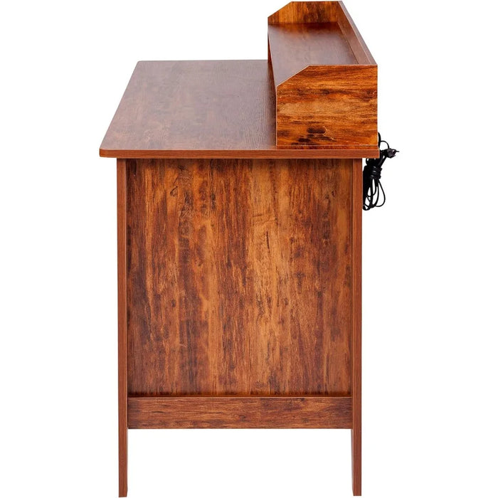 Eleanor Executive Desk Wood Grain, Golden Cherry