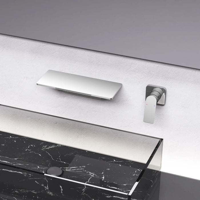 Black Waterfall Bathroom Faucet Hot Cold Water Sink Mixer Tap  Brass Paint Basin Faucets Double Hole Tapware