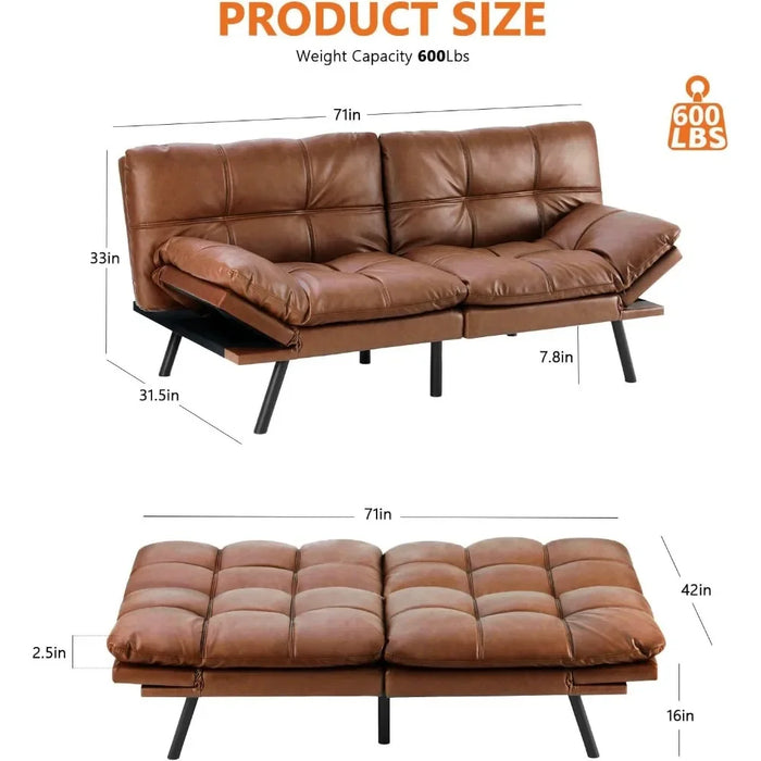 Sofa Bed Couch, Loveseat Sleeper Futon for Living Room, Foldable Memory Foam Furniture, Convertible Full Size Sofa