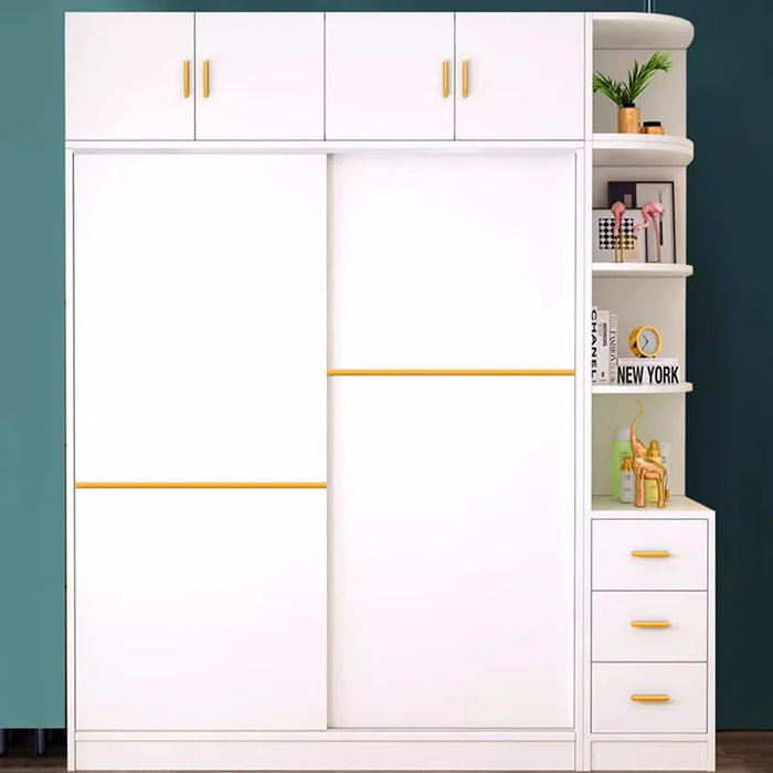 Shelf Adjustable Wardrobe White Nordic Apartment Wooden Wardrobe Storage Portable Roperos Para La Habitacion Home Furniture