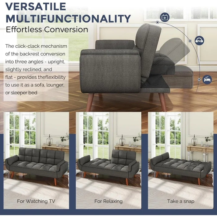 Futon Sofa Bed-Convertible Couch Loveseat Sleeper for Living Room, Bedroom, Studio, Apartment, Dorm, Home Office