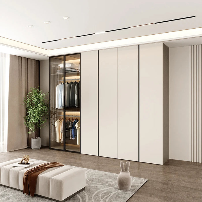 wardrobe with top-notch modern minimalist furniture, home bedroom, all solid wood, customized sliding door, storage